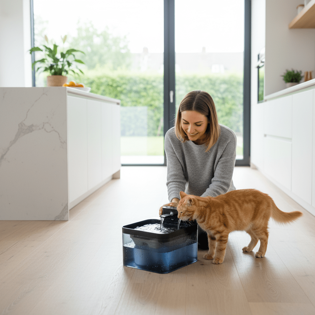 PUREFLOW Fontein – Slimme Kattenwaterfontein met Bewegingssensor en Filtratie