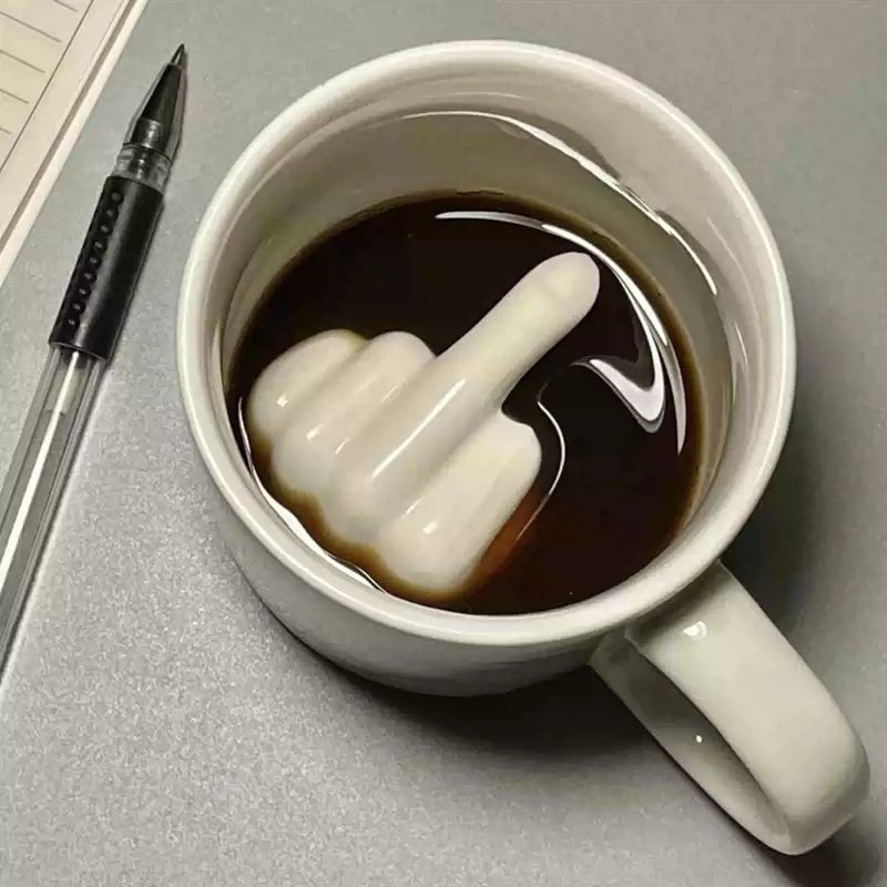 Middle Finger Ceramic Mug - Unique Fun Design for Coffee & Tea Lovers 0