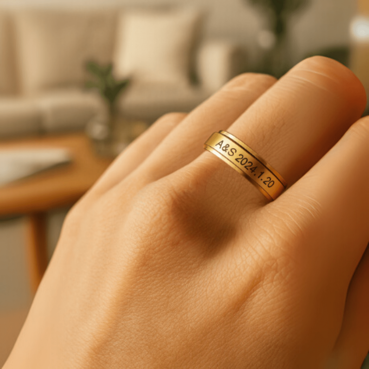 REVOLVEA – Bague Spinner Personnalisée en Acier Inoxydable pour Couples