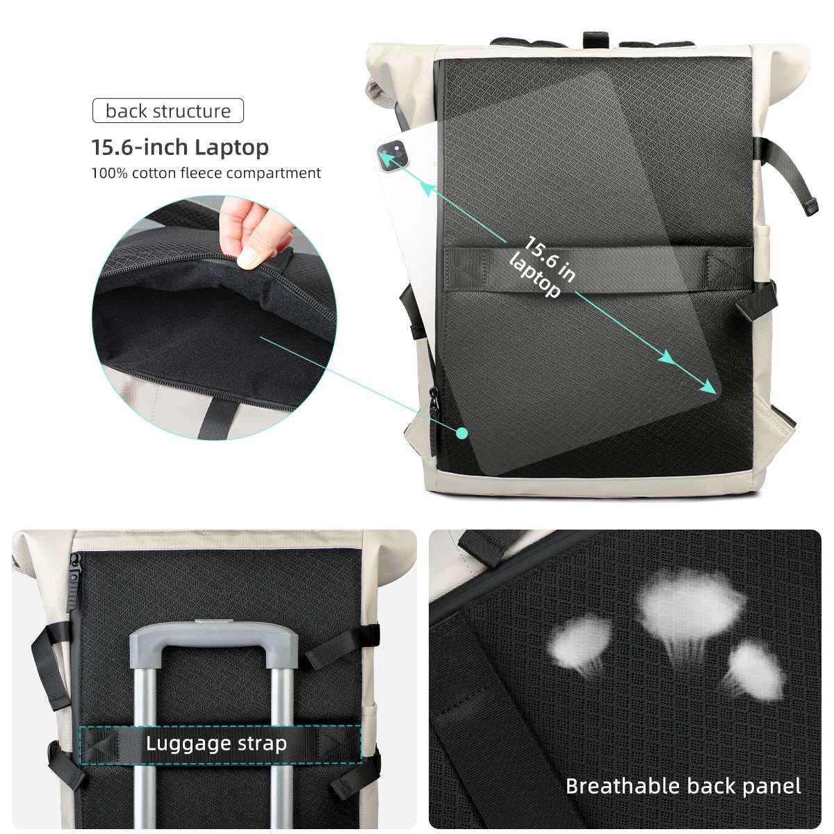 CHARGECARRY – Uitbreidbare Rolltop Rugzak met USB Opladen & Waterdicht Ontwerp