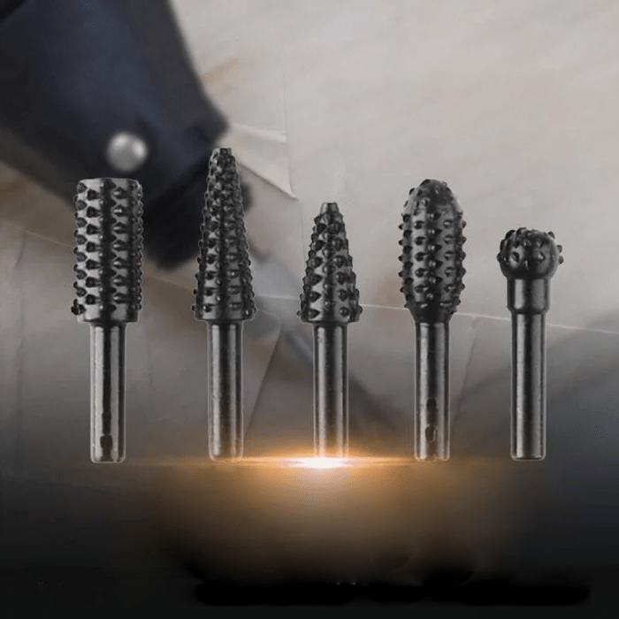 Rotary Burr Set of 5 – High-Carbon Steel Bits for Wood and Metalworking, Versatile Drill Attachments-6