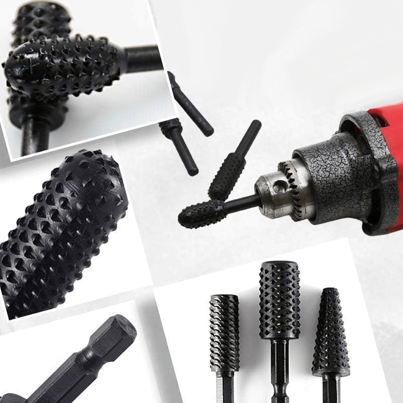 Rotary Burr Set of 5 – High-Carbon Steel Bits for Wood and Metalworking, Versatile Drill Attachments-3