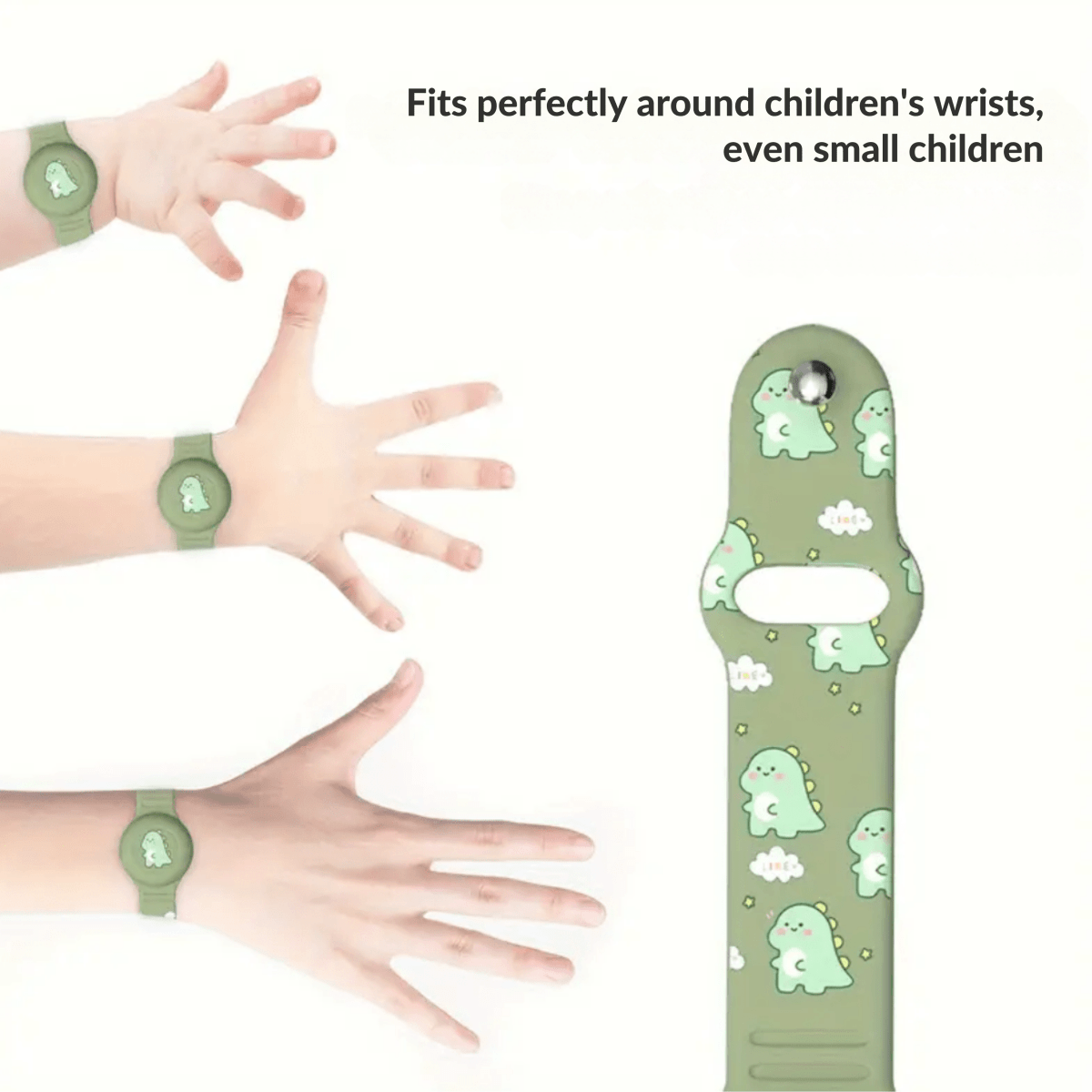 SAFESNUG – Bracelet Airtag pour enfants avec design dinosaure amusant