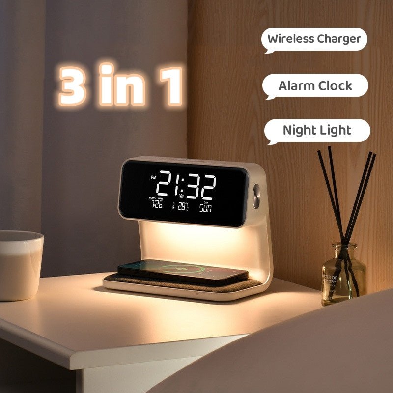 Smart 3-in-1 Bedside Lamp with Wireless Charger & LCD Alarm Clock 0