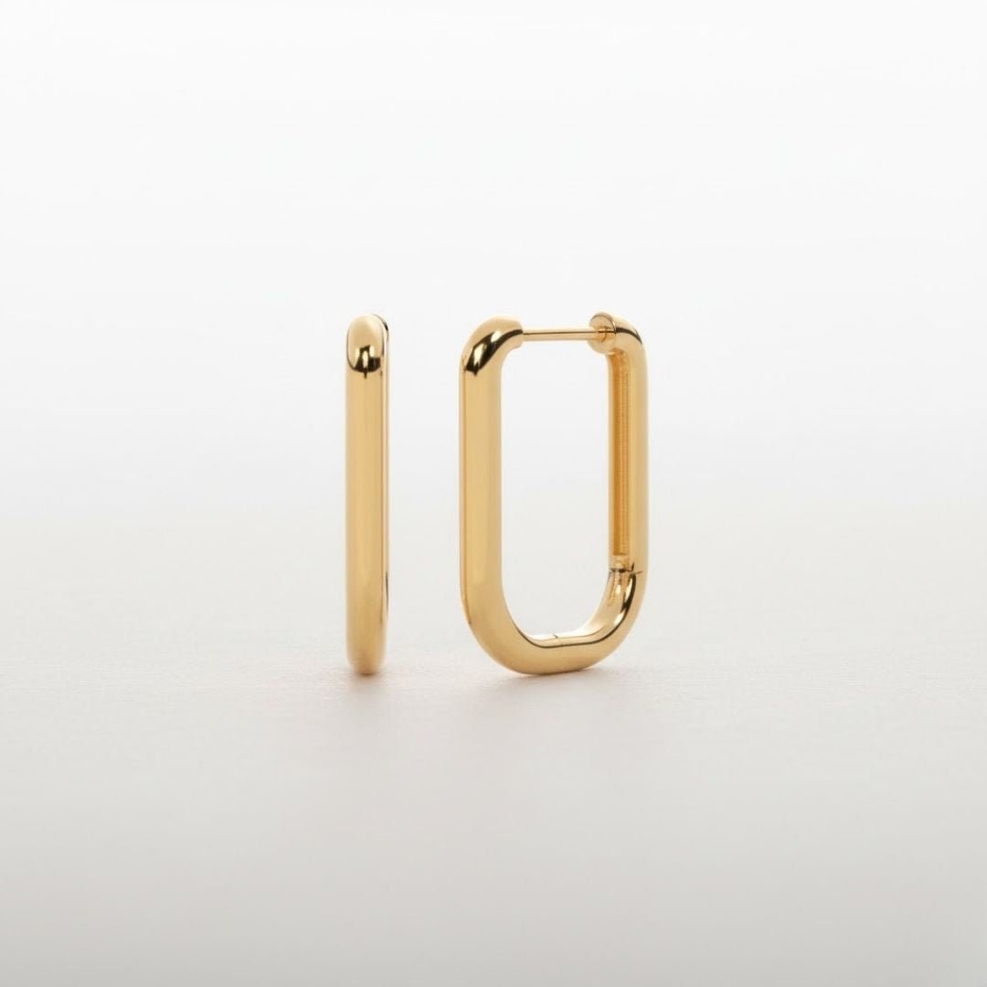 Massief geelgouden kleine oorringen voor dames - elegant U-vormig ontwerp