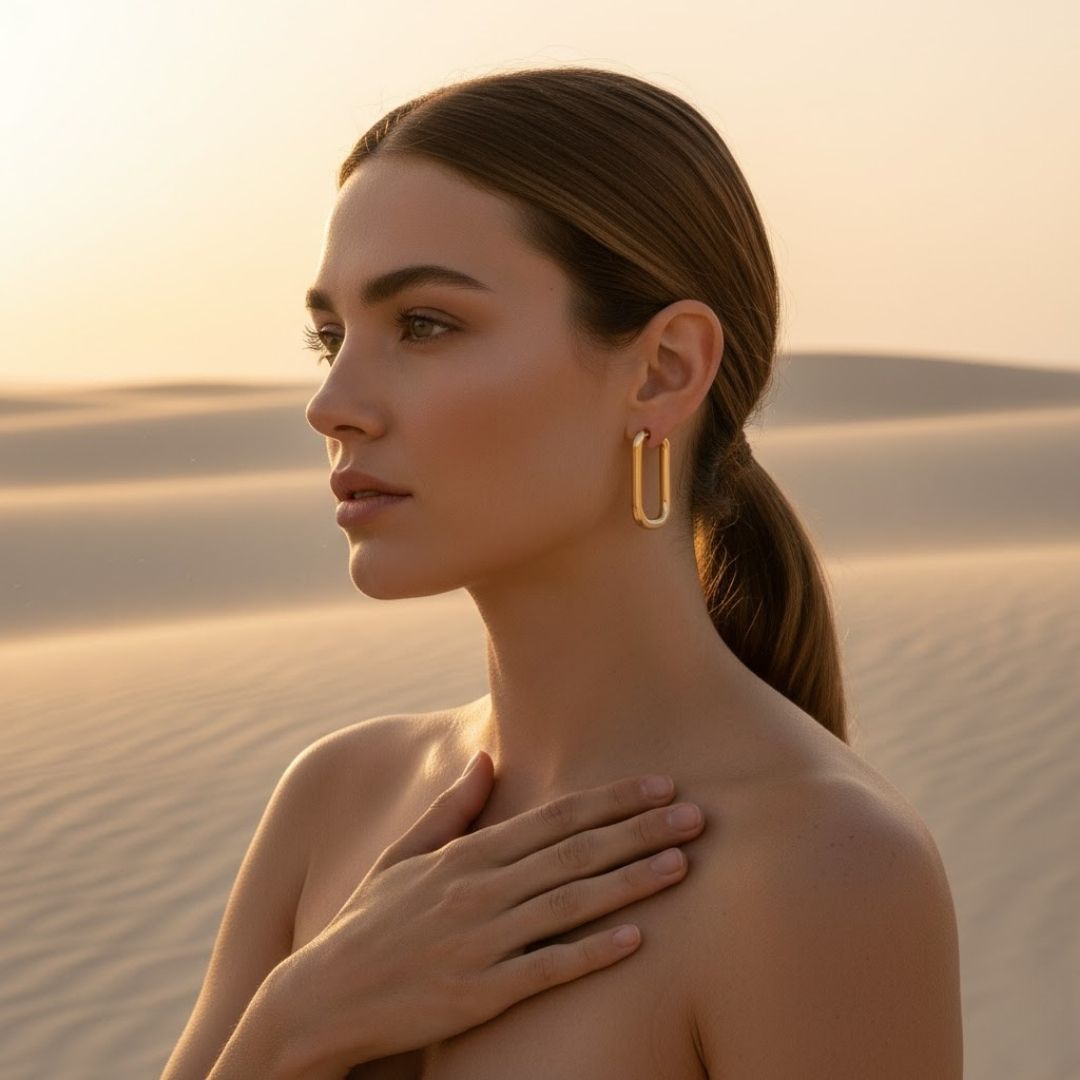Massief geelgouden kleine oorringen voor dames - elegant U-vormig ontwerp