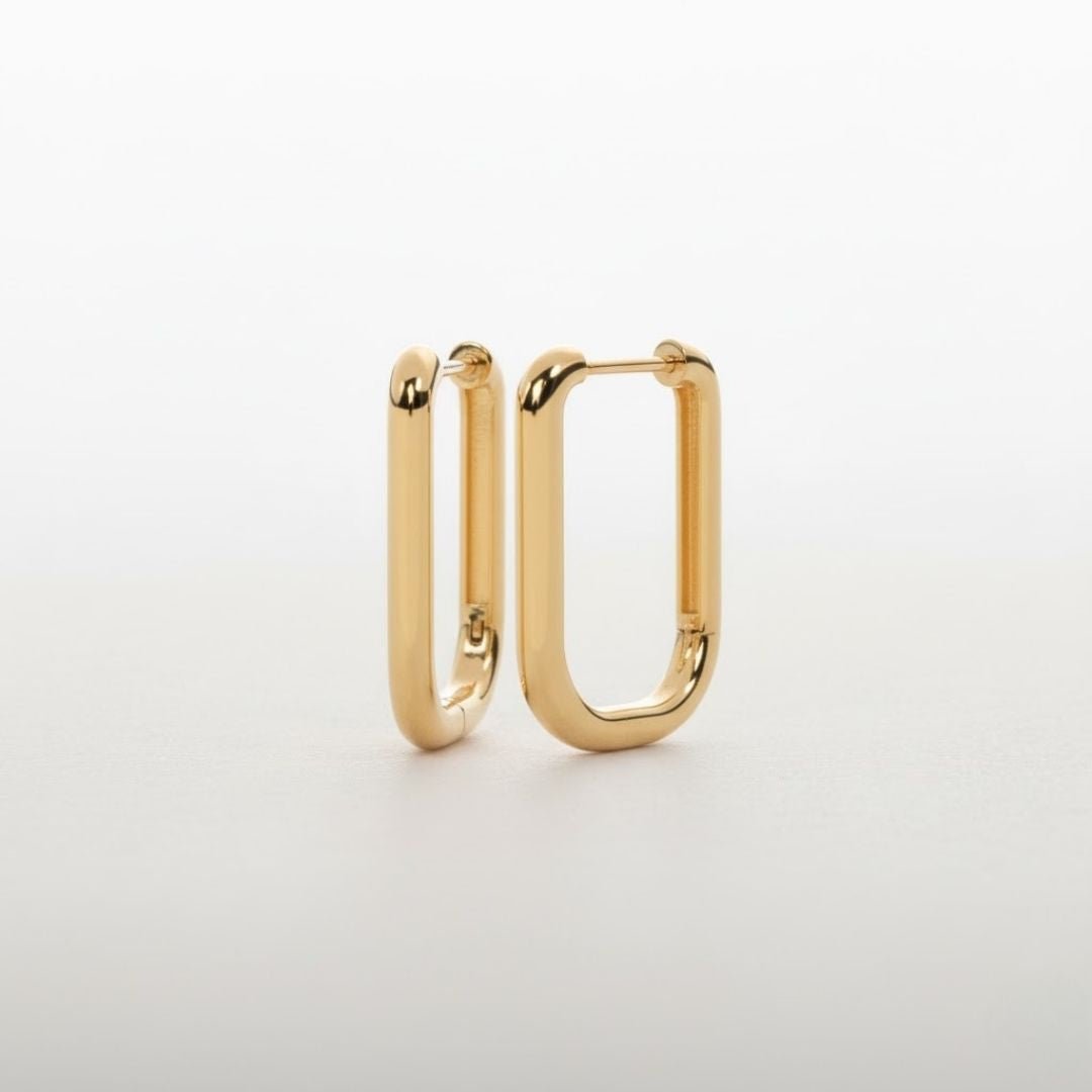 Massief geelgouden kleine oorringen voor dames - elegant U-vormig ontwerp