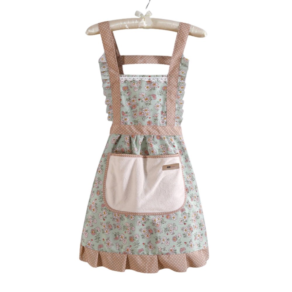 Floral Design Kitchen Apron - Waterproof & Oil-Resistant Cotton Cooking Gear 2