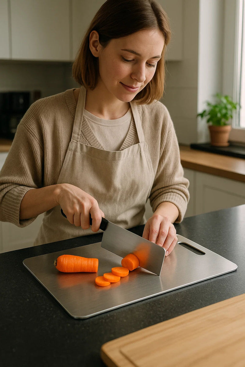 STEELCLEAN – Tagliere in Acciaio Inossidabile Antibatterico per una Preparazione degli Alimenti Igienica
