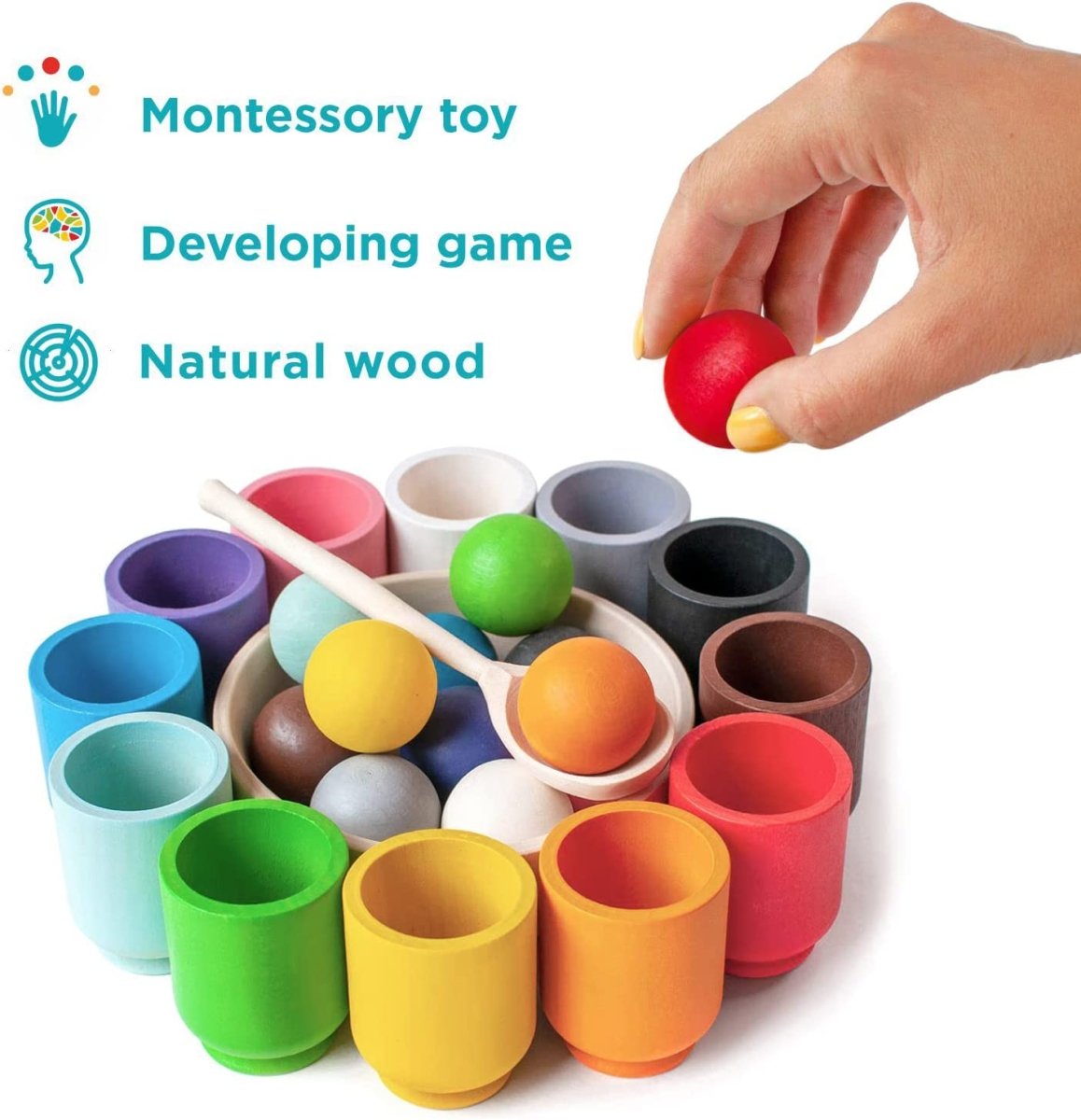 Tinkertots Lab - Montessori Farbsortierspiel - Lernspielzeug aus Holz für Feinmotorik und kreatives Lernen