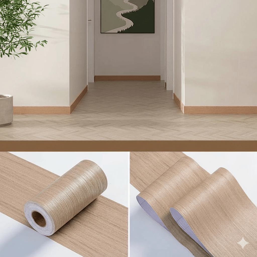 TRIMLINE – Verdikte PVC plintstickers met houtnerfprint
