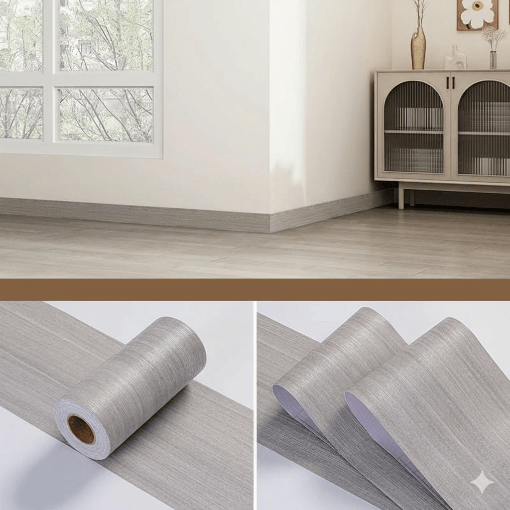 TRIMLINE – Verdikte PVC plintstickers met houtnerfprint