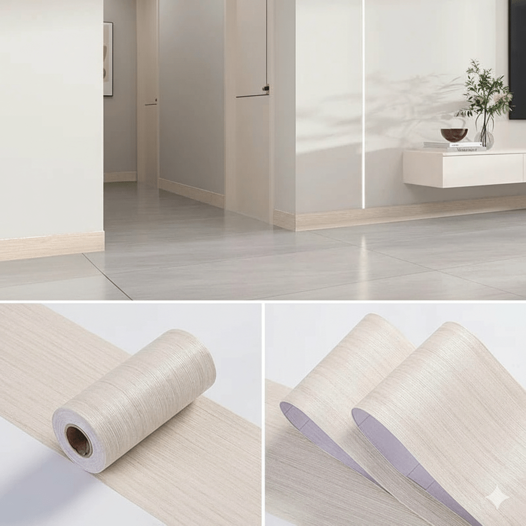 TRIMLINE – Verdikte PVC plintstickers met houtnerfprint