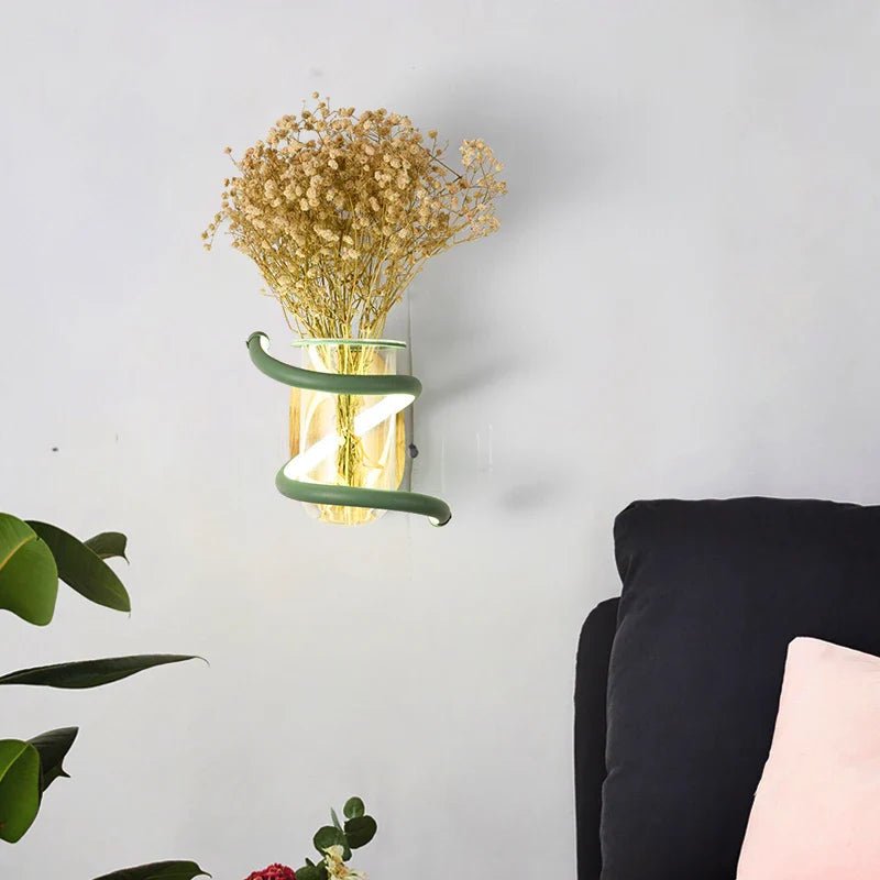 Nordic Wooden Outdoor Wall Vase Lamp with LED Light & Dual Functionality 3
