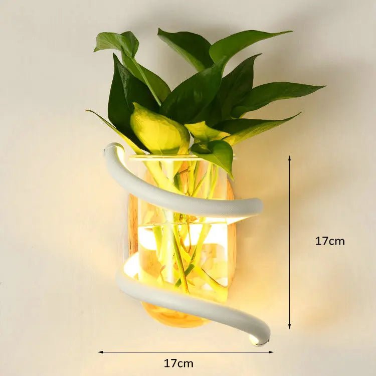 Nordic Wooden Outdoor Wall Vase Lamp with LED Light & Dual Functionality 0