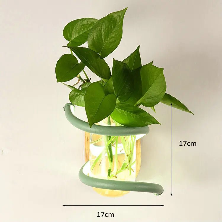 Nordic Wooden Outdoor Wall Vase Lamp with LED Light & Dual Functionality 7