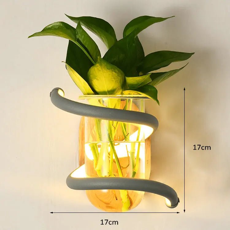 Nordic Wooden Outdoor Wall Vase Lamp with LED Light & Dual Functionality 8