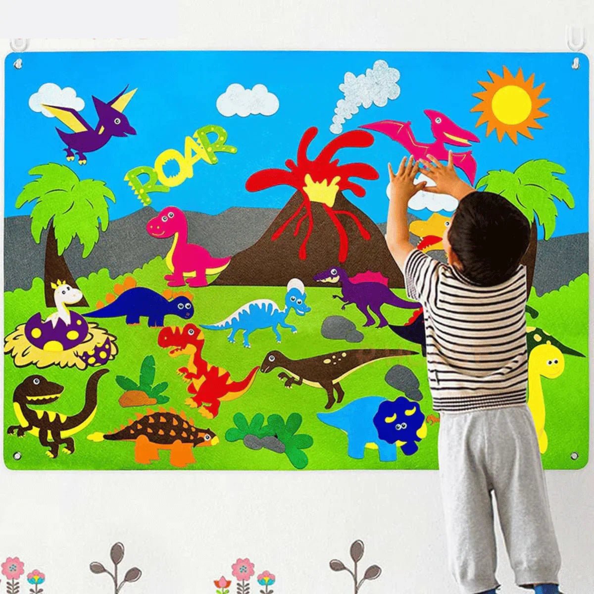Wonderwild Quadro de Feltro – Conjunto Criativo de Aprendizagem de Animais para Crianças com 50 Autocolantes
