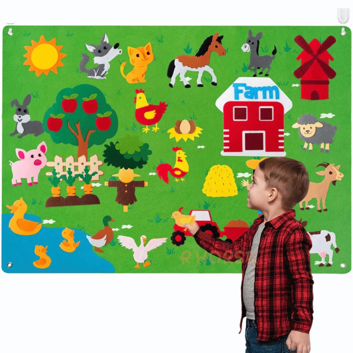 Wonderwild Quadro de Feltro – Conjunto Criativo de Aprendizagem de Animais para Crianças com 50 Autocolantes