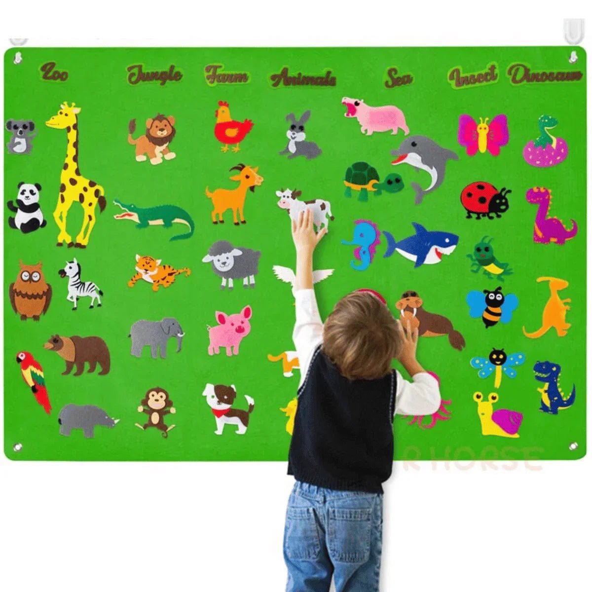 Wonderwild Quadro de Feltro – Conjunto Criativo de Aprendizagem de Animais para Crianças com 50 Autocolantes