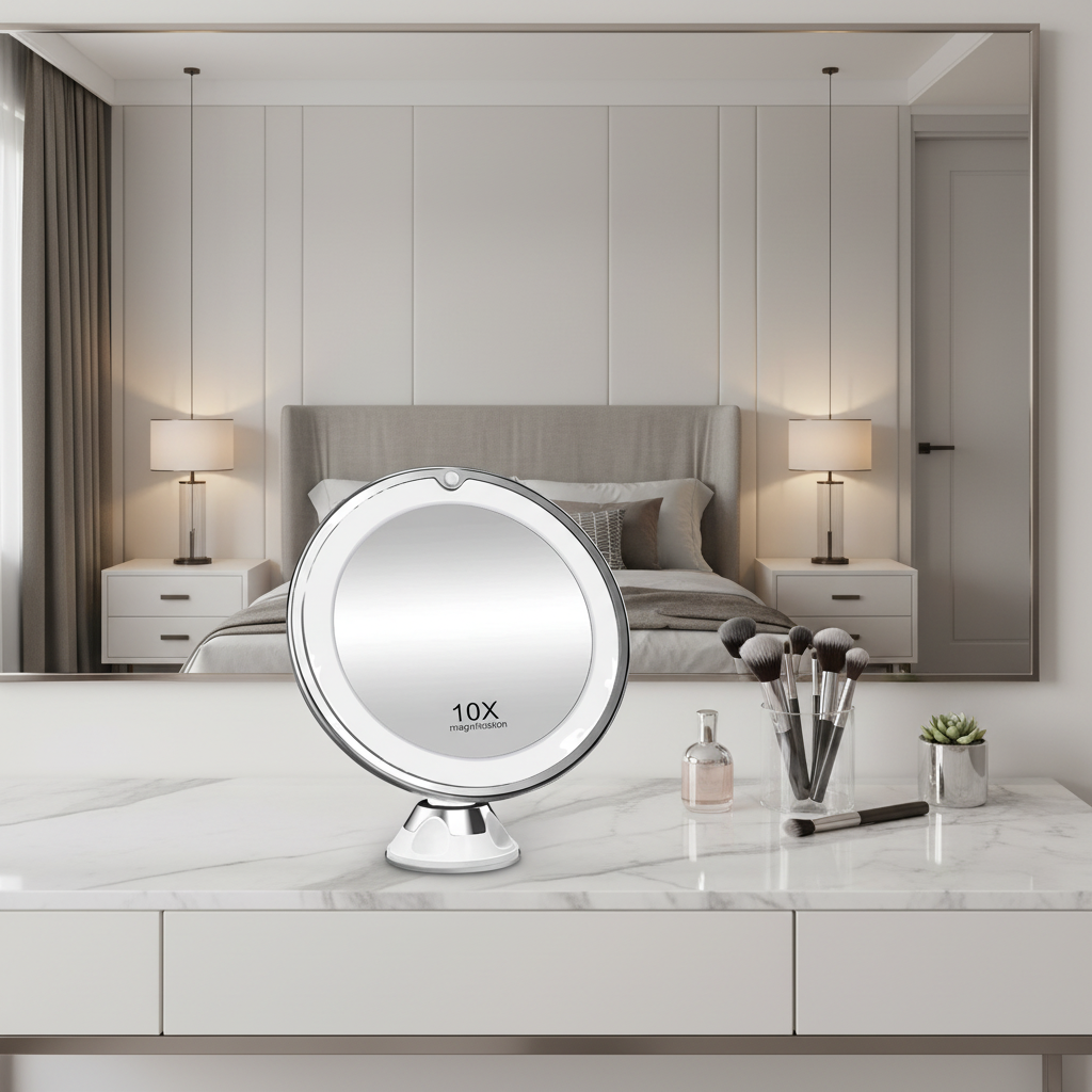 GLAMZOOM – 10x LED Schminkspiegel für präzise Schönheit