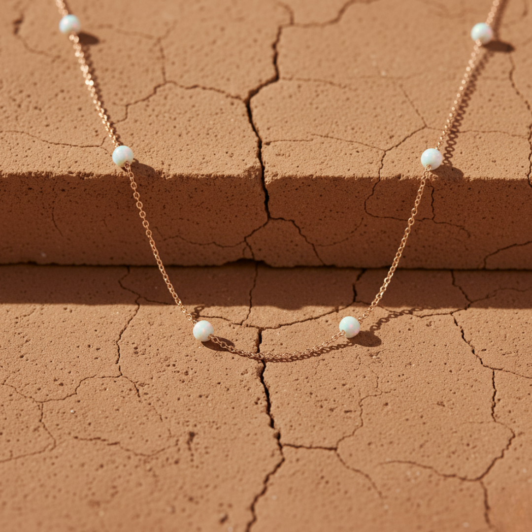 Dainty Opal Gold Necklace - Sterling Silver