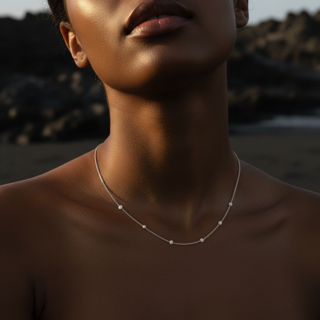 Dainty Opal Gold Necklace - Sterling Silver