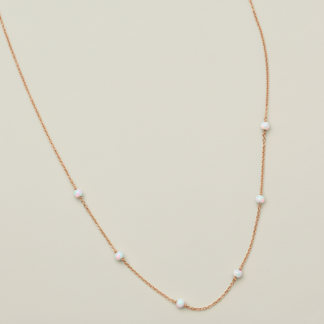 Dainty Opal Gold Necklace - Sterling Silver