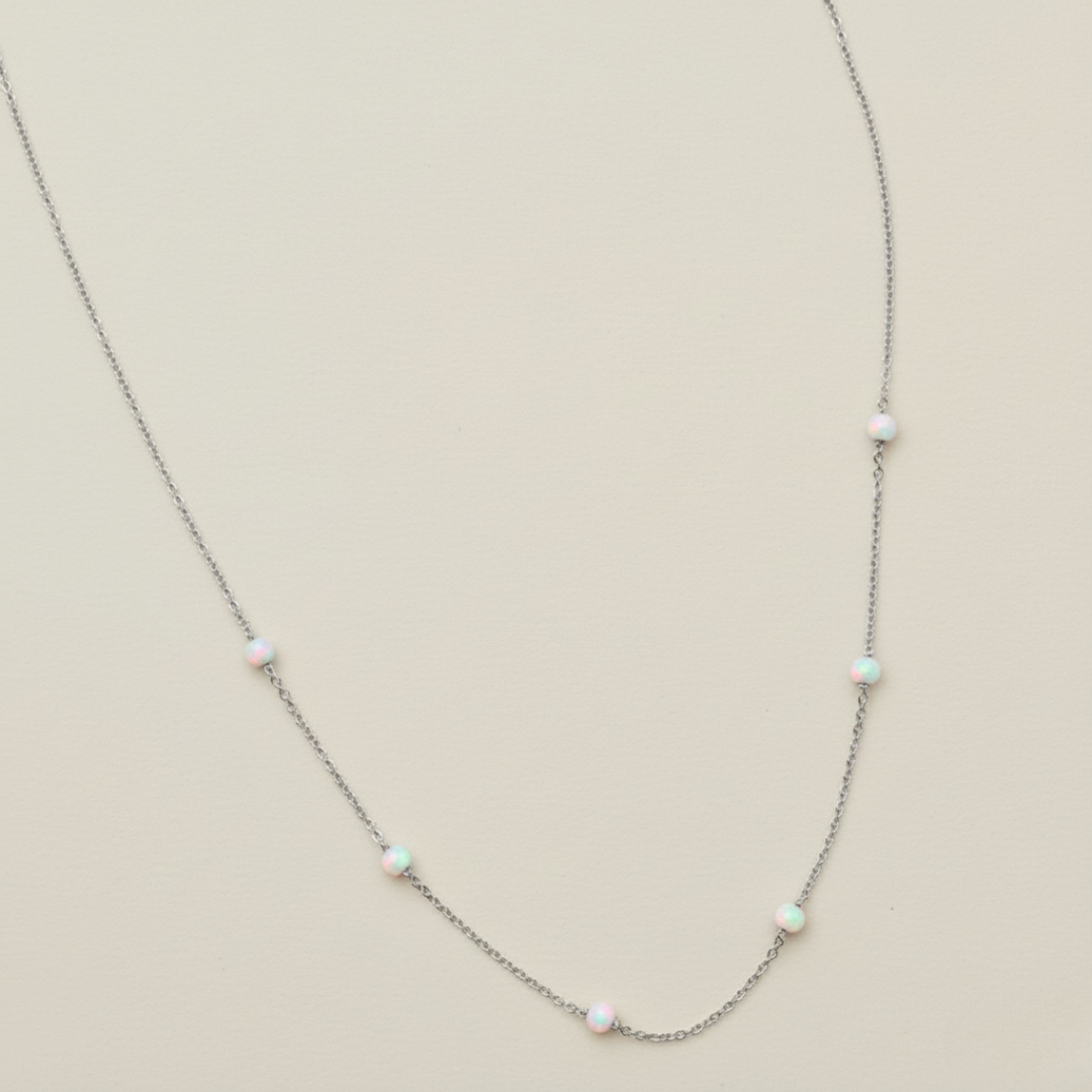 Dainty Opal Gold Necklace - Sterling Silver