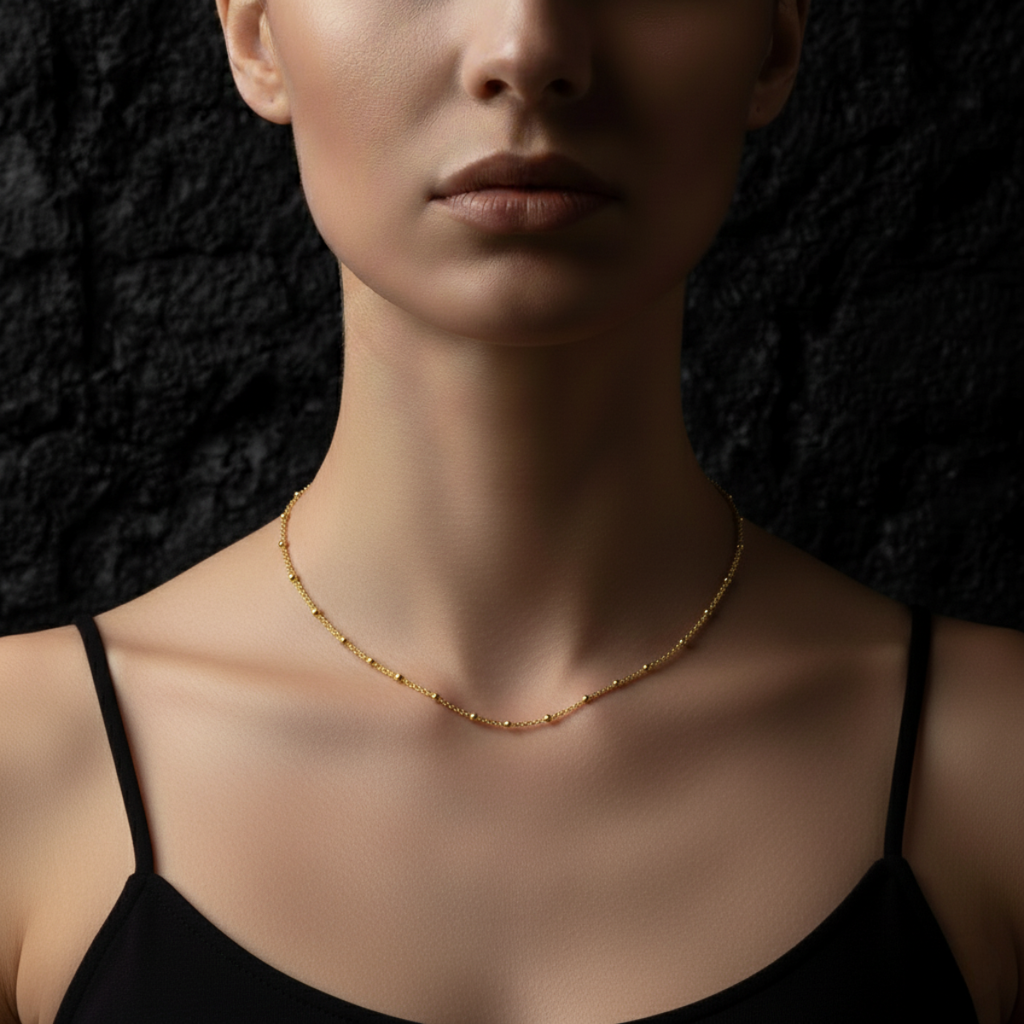 Beaded Silver and Gold Plating Chain Necklace