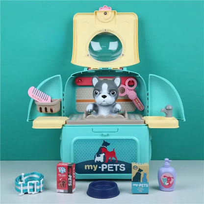 Dierverzorgingsspeelset - draagbare dierenarts rollenspel set voor kinderen met rugzak en 16 accessoires