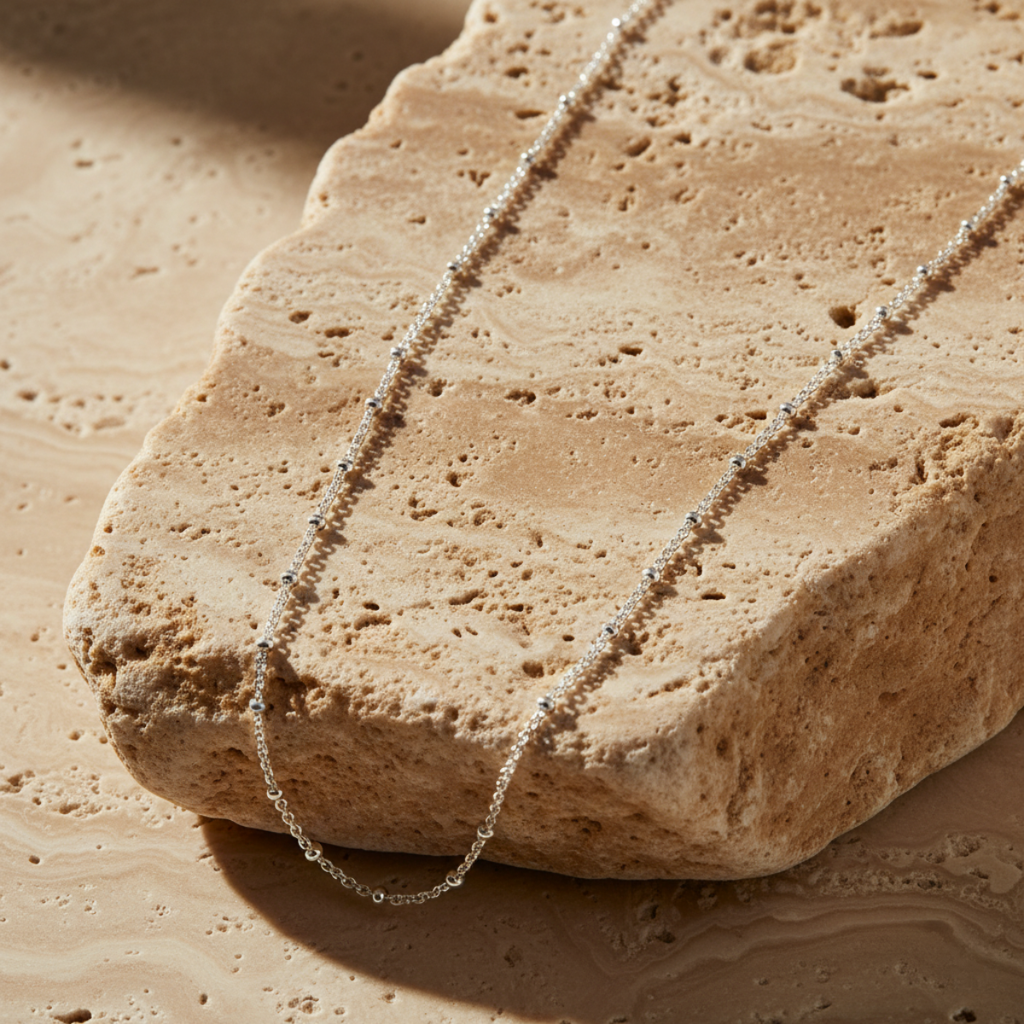 Beaded Silver and Gold Plating Chain Necklace