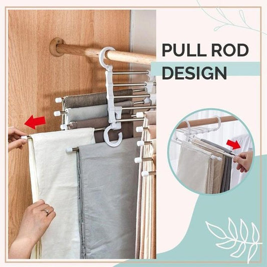 FlexRack Hosenregal - platzsparender, verstellbarer Kleiderschrank-Organisator für Hosen, Röcke und Schals - Edelstahl - rutschfest - faltbares Design
