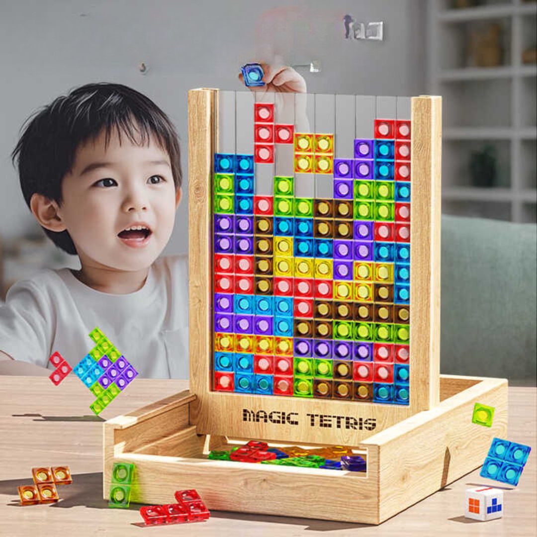 Ecoblock Tetris Board - Holzpuzzle für Kinder und Erwachsene - nachhaltiger Gehirntrainingsspaß