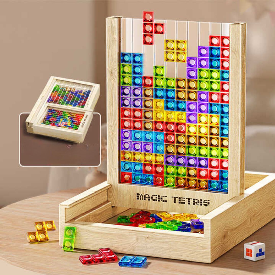 Ecoblock Tetris Board - Holzpuzzle für Kinder und Erwachsene - nachhaltiger Gehirntrainingsspaß