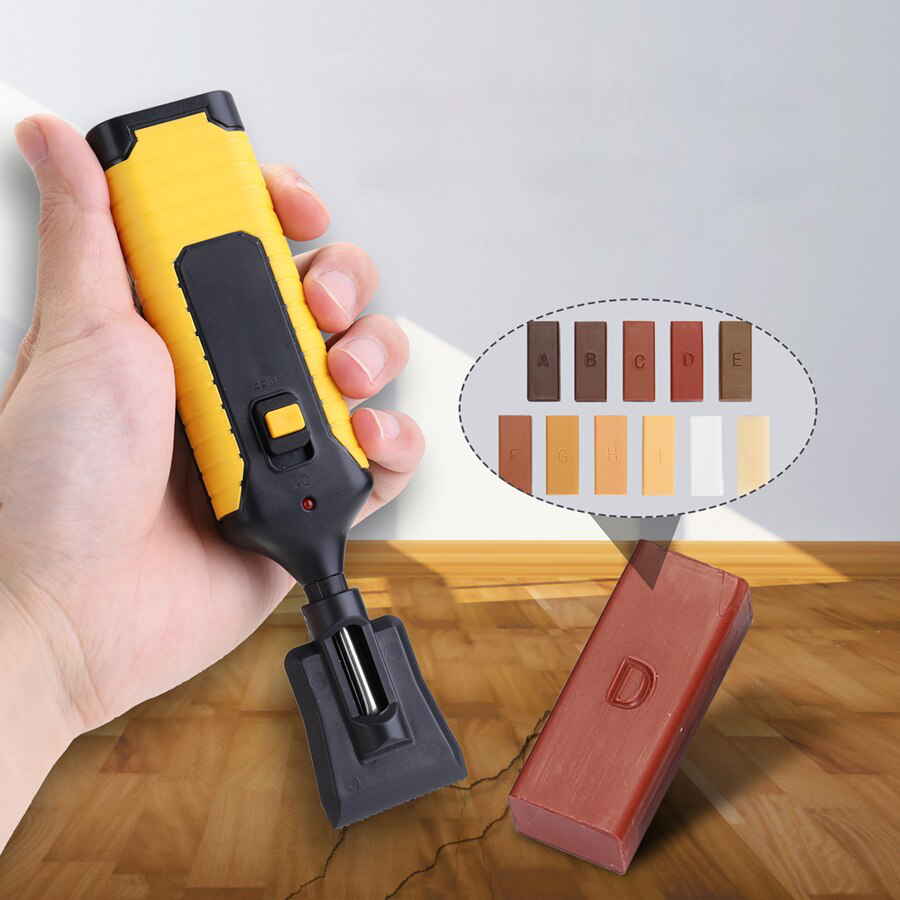 Wooden Floor Repair Kit with Meltable Wax and Heat Pen – 11 Color Options for Seamless Restoration and Easy Use-3