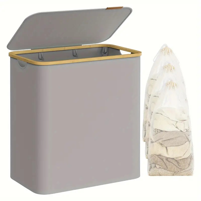  Sortispace foldable laundry basket - 3 compartments & stylish for every room-3
