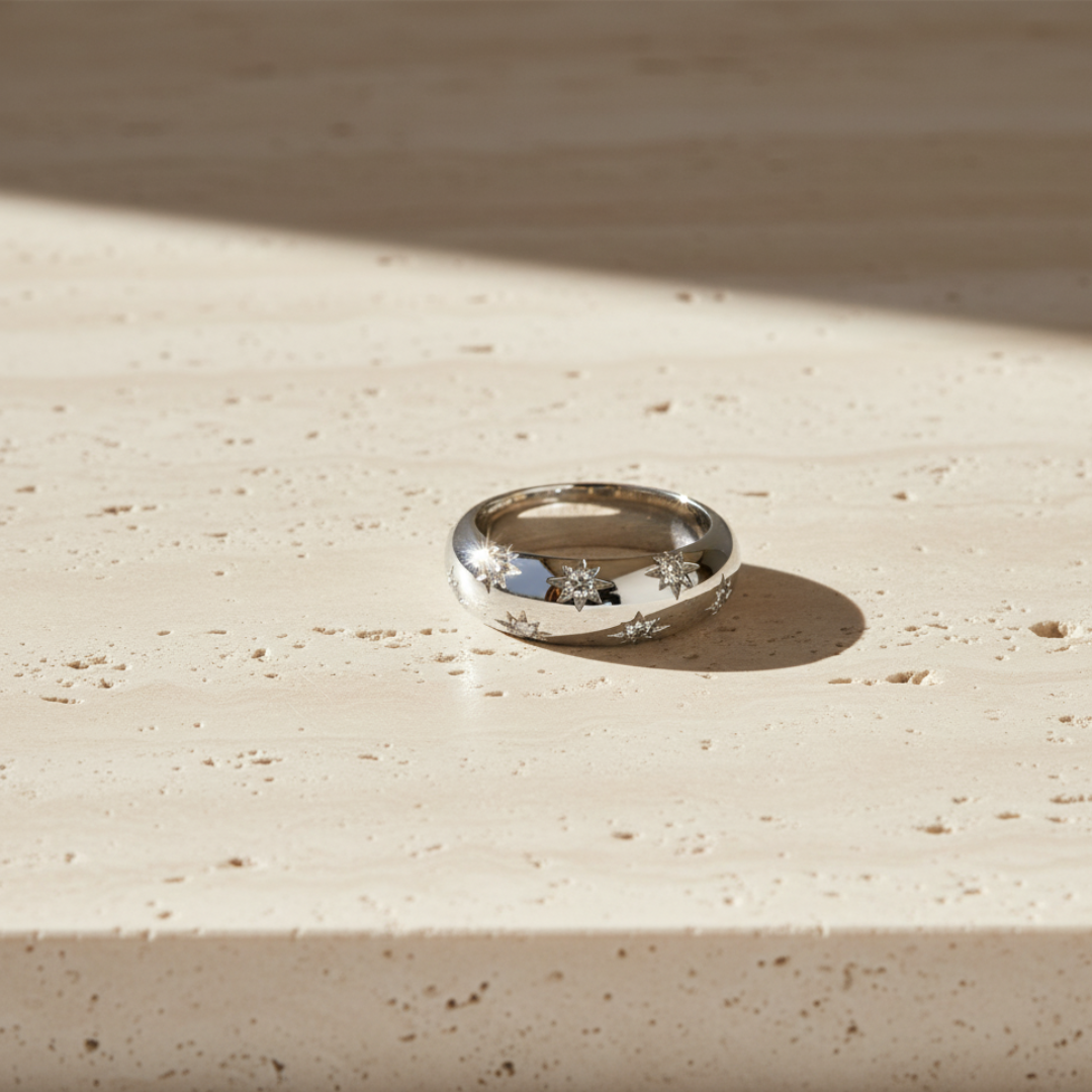 Celestial Dome Silver Gold Ring