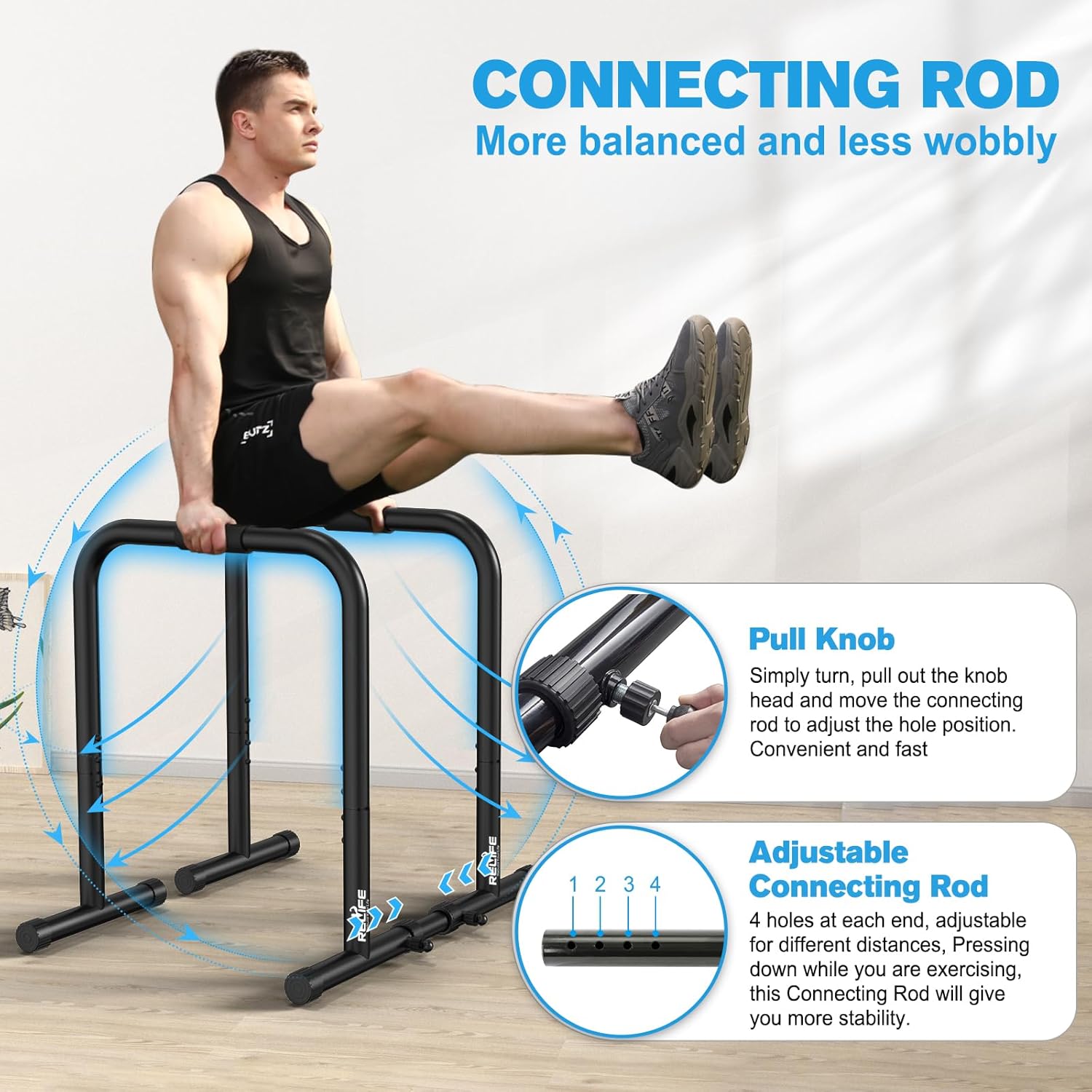  PowerDIP DIP Station-Robust dip stand for upper body training, adjustable height and anti-slip-based basis-5