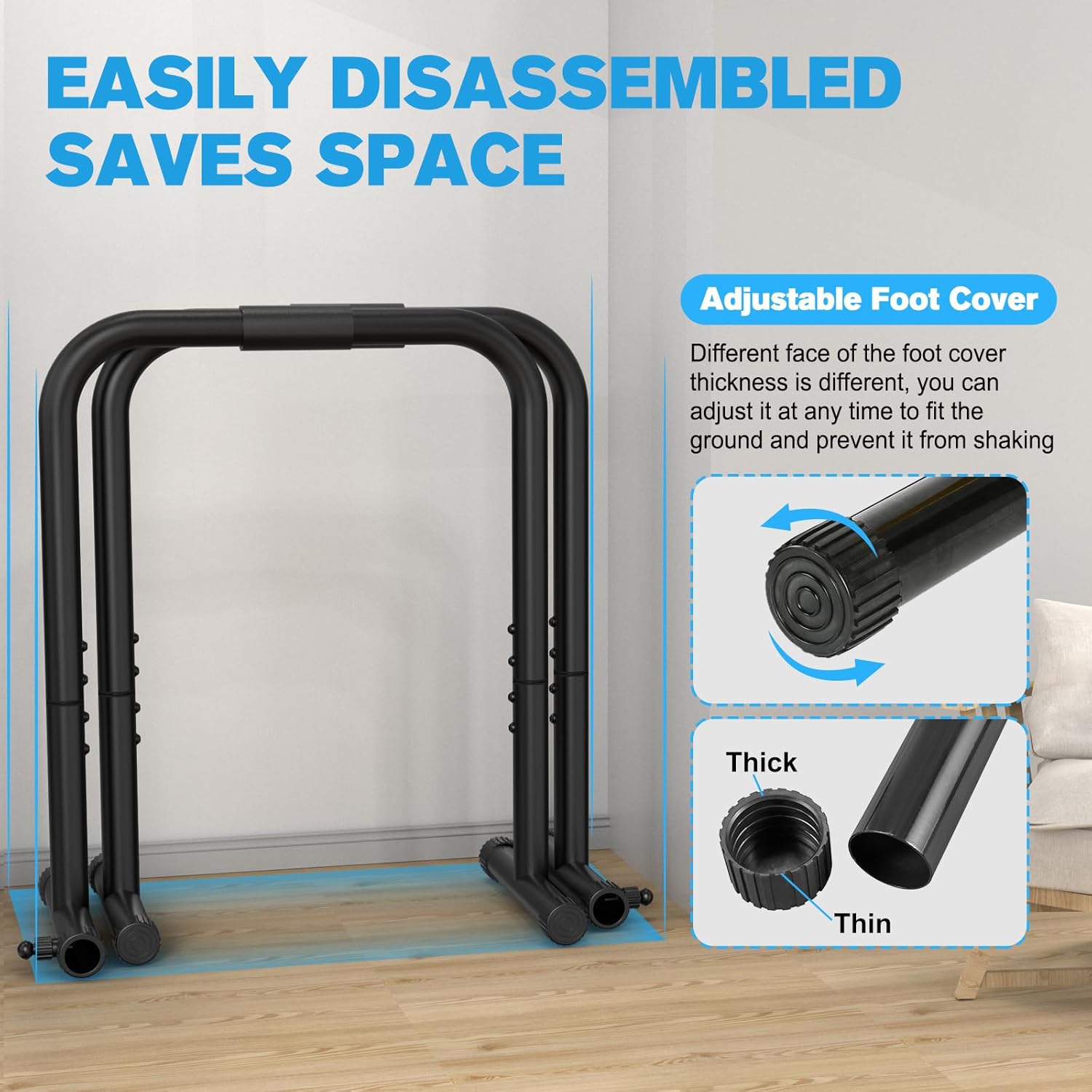  PowerDIP DIP Station-Robust dip stand for upper body training, adjustable height and anti-slip-based basis-3
