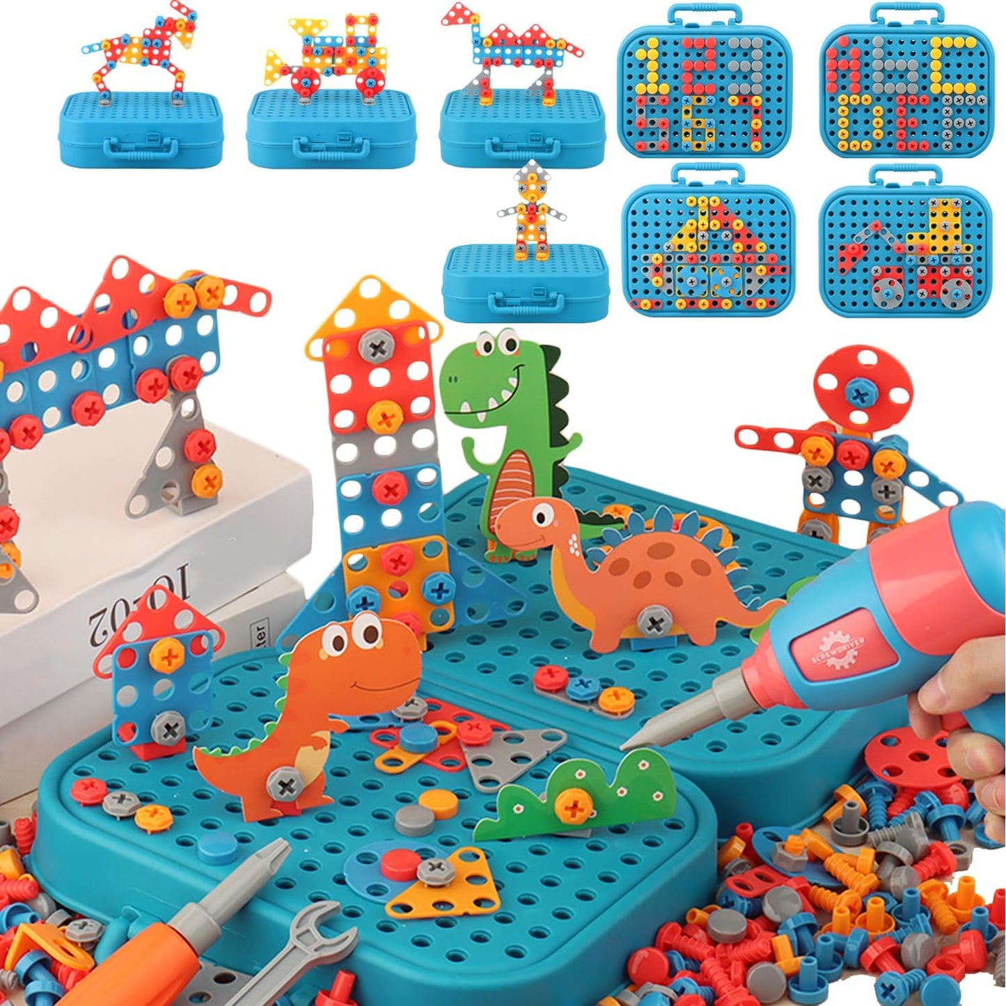 Buildibits Creative Kit - 211-delige bouwset voor kinderen - Ontwikkeling van motorische vaardigheden en fantasierijk spelen met kindvriendelijk gereedschap