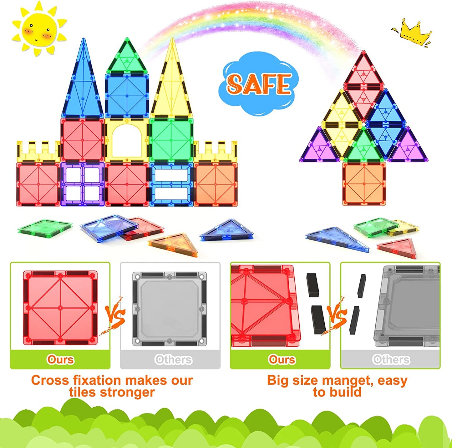 Magnamonti Tegels - Montessori Magnetische Bouwtegels - Creatief Leren en Bouwplezier