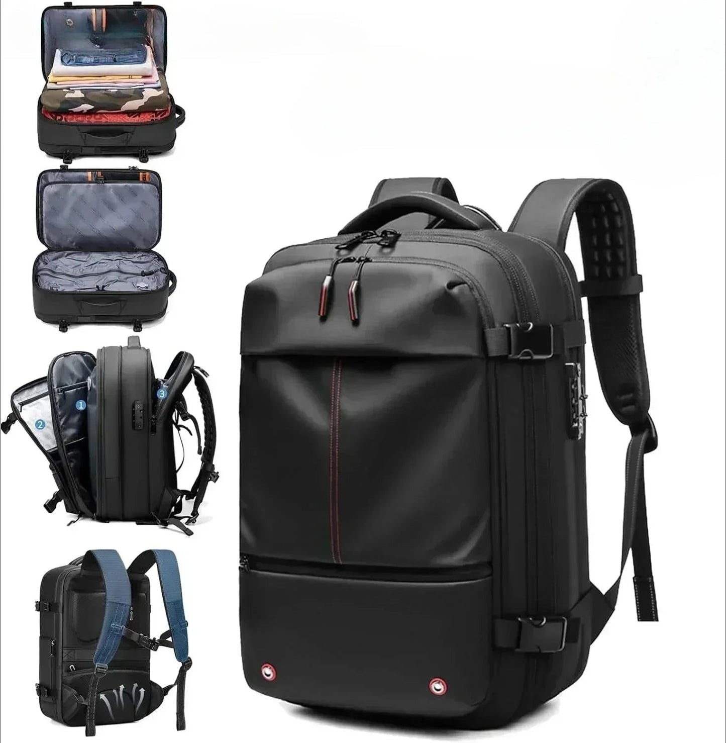 AIRTRAIL Rucksack - Komprimierbarer Reiserucksack mit 17,3" Laptopfach und Vakuumkompression