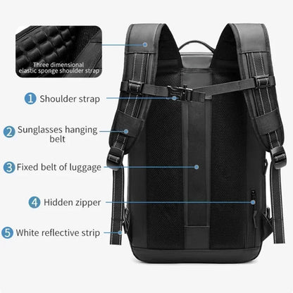 AIRTRAIL Rucksack - Komprimierbarer Reiserucksack mit 17,3" Laptopfach und Vakuumkompression