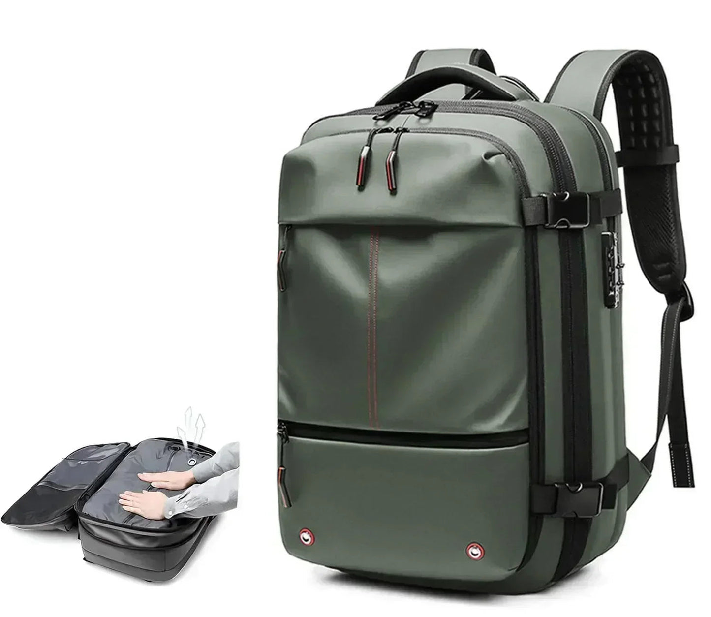 AIRTRAIL Rucksack - Komprimierbarer Reiserucksack mit 17,3" Laptopfach und Vakuumkompression