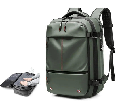 AIRTRAIL Rucksack - Komprimierbarer Reiserucksack mit 17,3" Laptopfach und Vakuumkompression