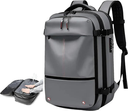 AIRTRAIL Rucksack - Komprimierbarer Reiserucksack mit 17,3" Laptopfach und Vakuumkompression