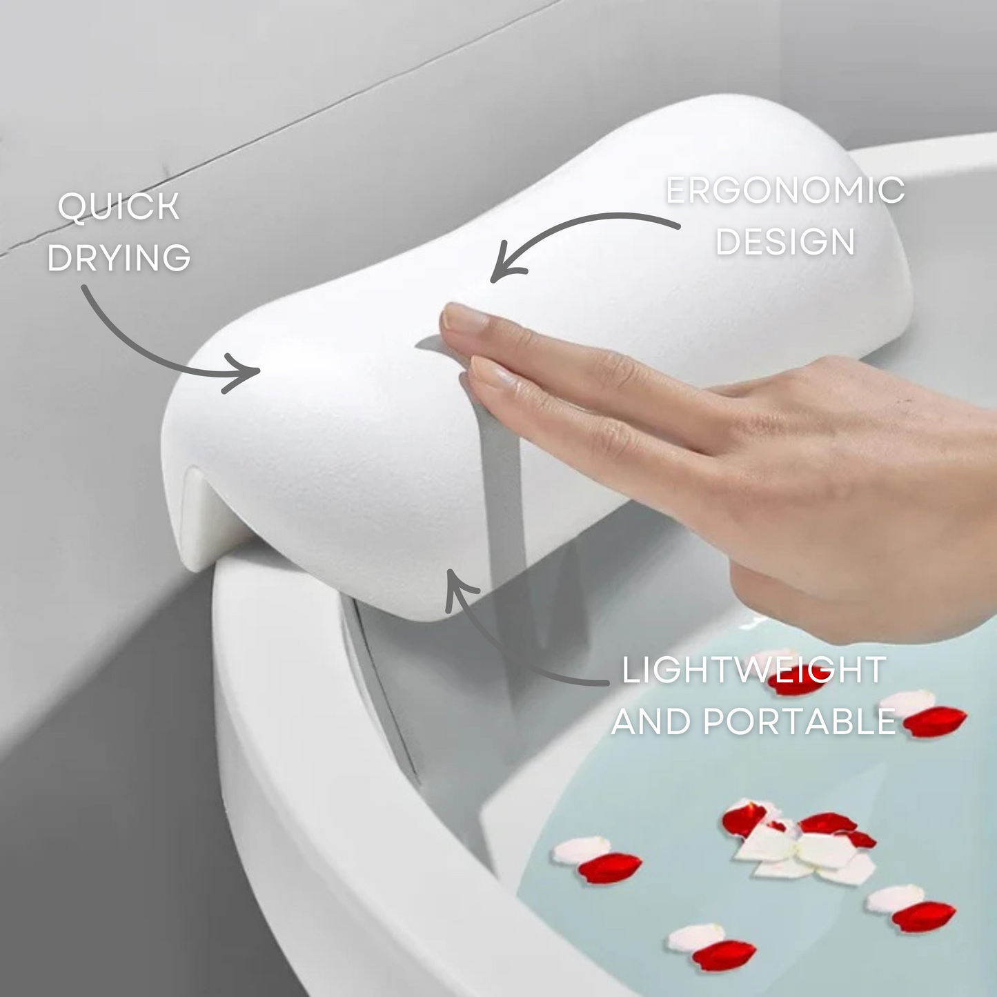 AquaCloud Premium Bath Pillow – Ergonomic Neck and Head Support for Spa-Like Relaxation at Home
