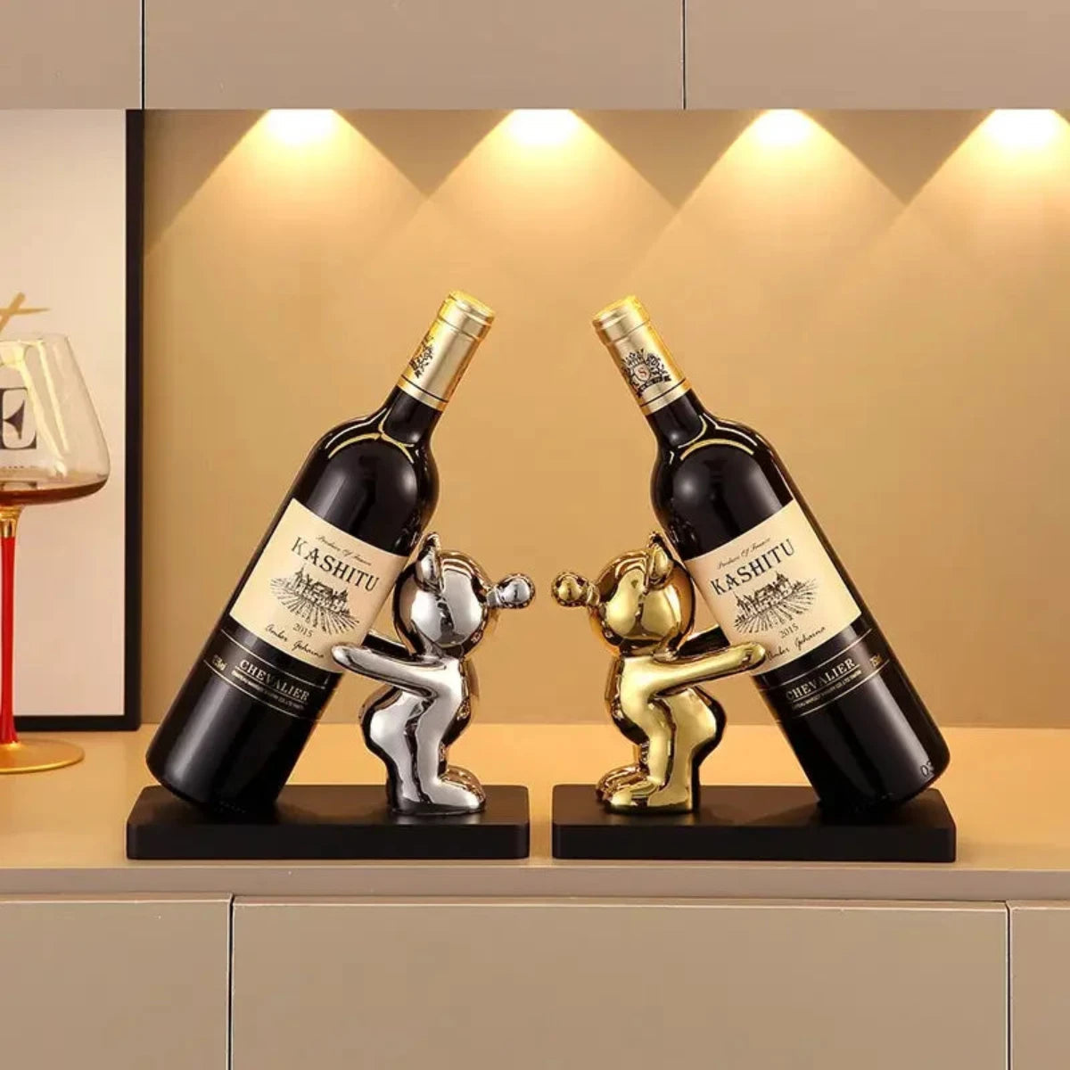 Bearwine Rack-playful ceramic wine shelf in bear design for stylish bottle storage 2