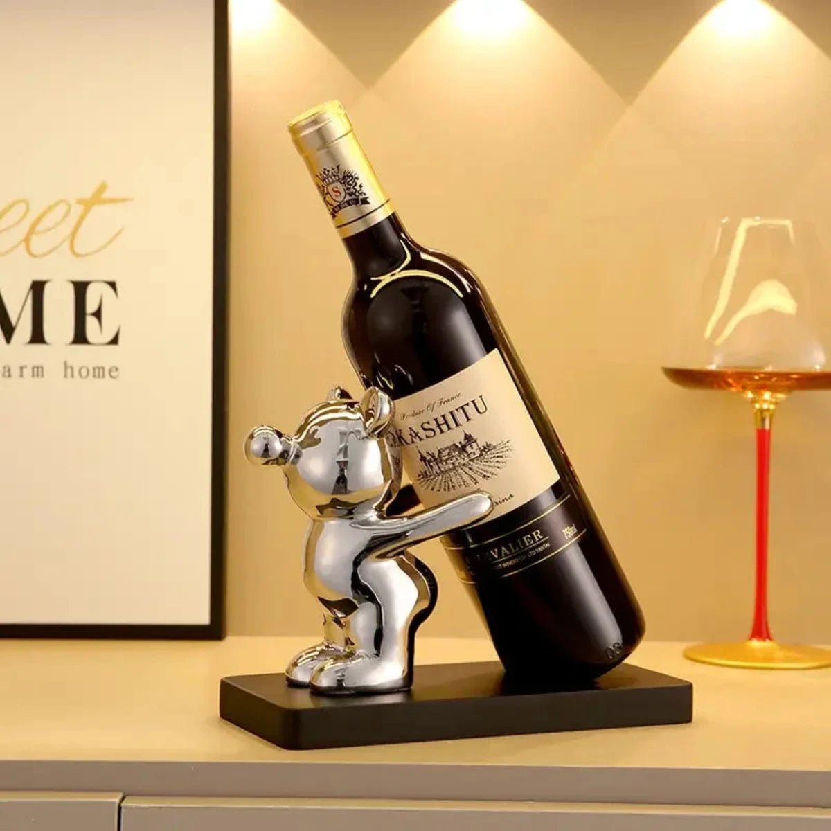 Bearwine Rack-playful ceramic wine shelf in bear design for stylish bottle storage 5